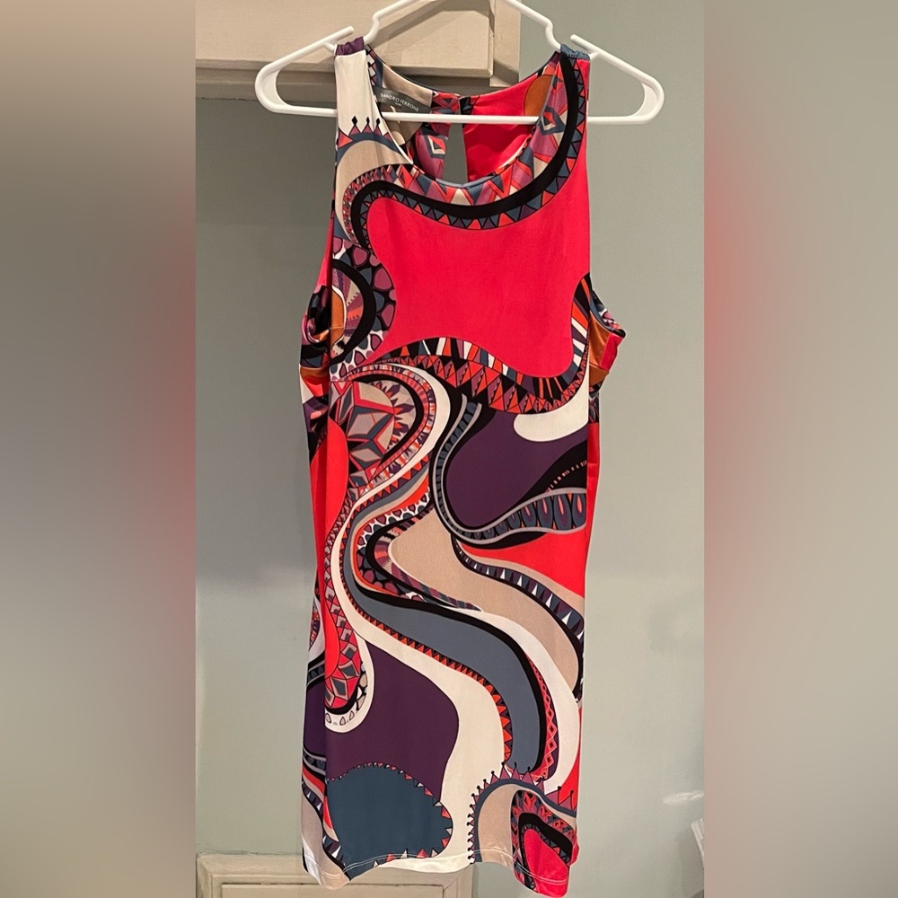Italian Designer Sandro Ferrone Vibrant Multicolor Sleeveless Dress